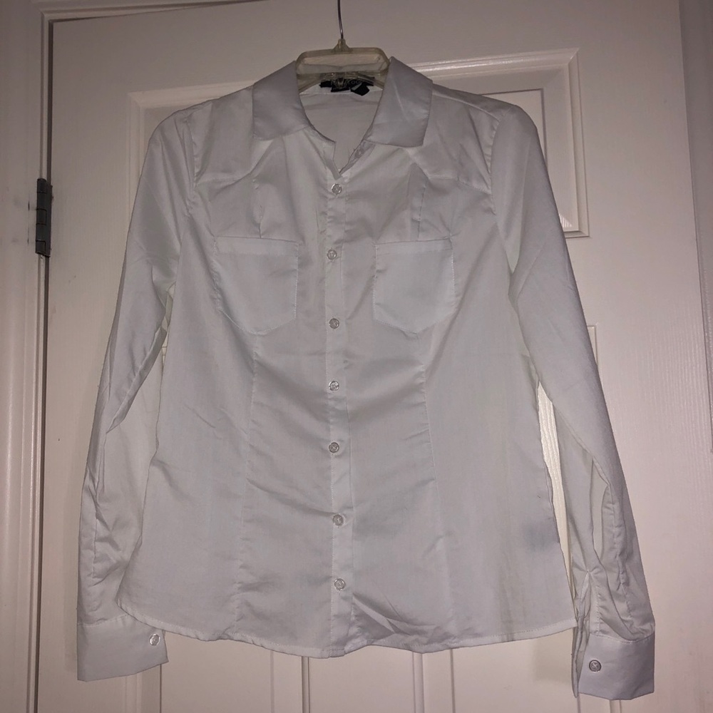 Plain White Button Down Blouse